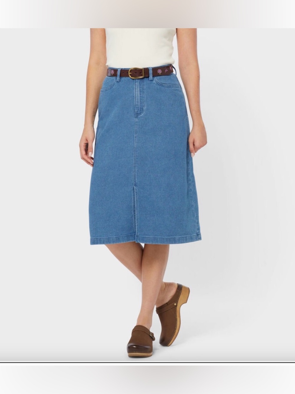 Women's Dobby Indigo Midi Skirt